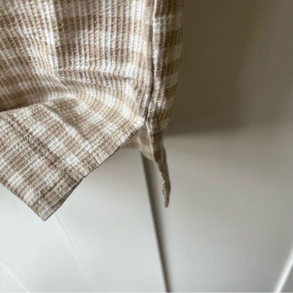 Madewell Camp Checked Gingham Plaid Boxy Gauze Button Down Shirt Tan Small NWT - Picture 11 of 16